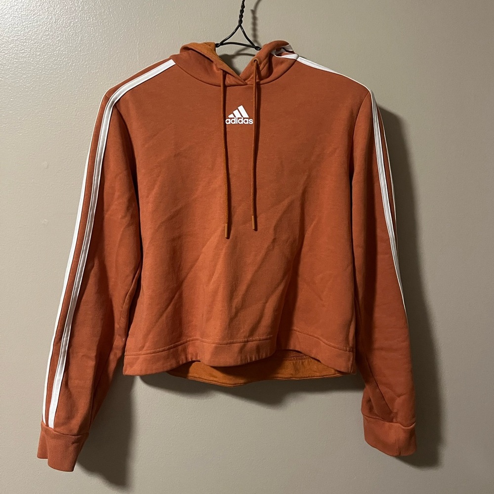 Adidas Cropped Hoodie Orange Small